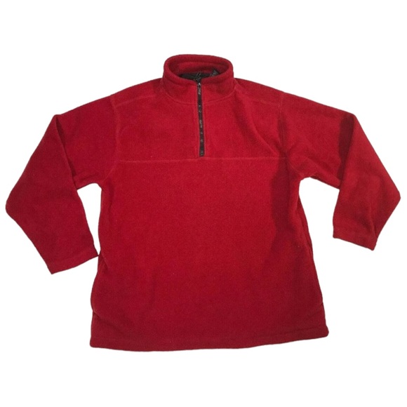 Prospirit Men's medium M Sweatshirt pullover red henley zipper pockets fleece - Picture 1 of 12
